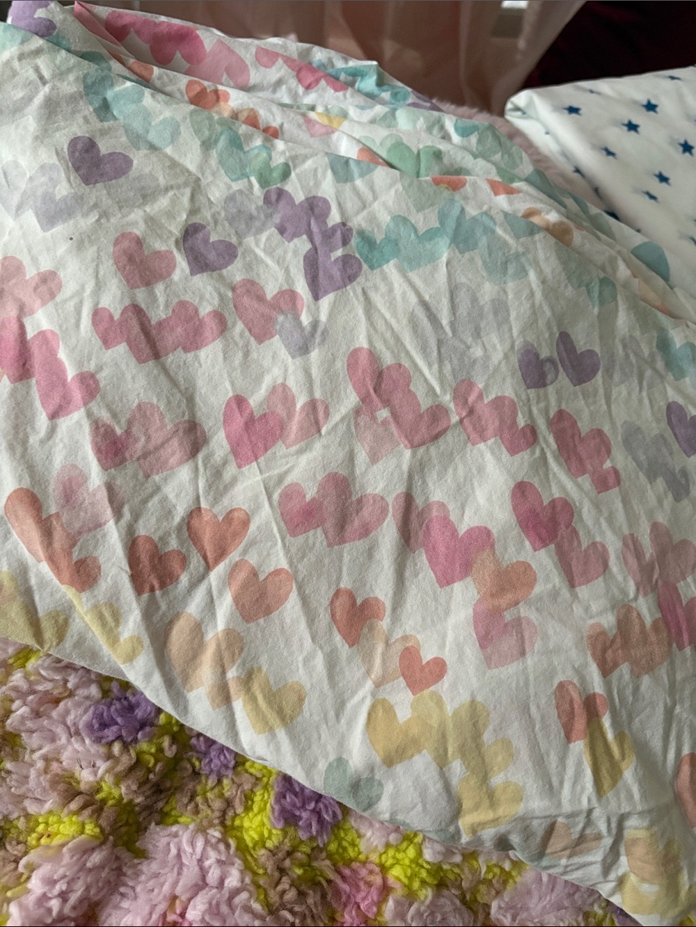 🕷️ Pottery Barn Kids pastel hearts FULL FITTED SHEET